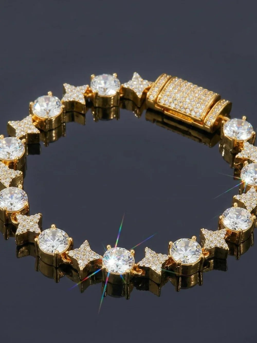 8MM ICED STAR NECKLACE @ BRACELET SET NEW!